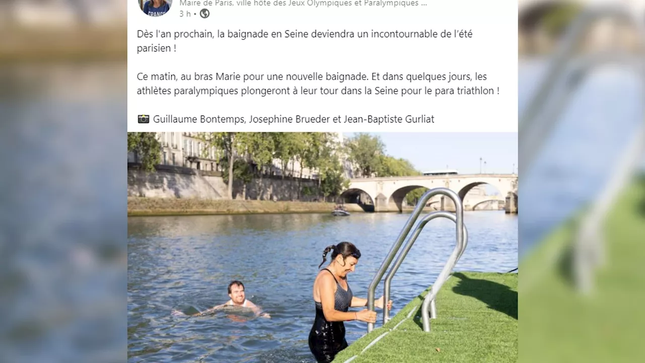 Paris: Anne Hidalgo s'est à nouveau baignée dans la Seine, avant les Jeux paralympiques