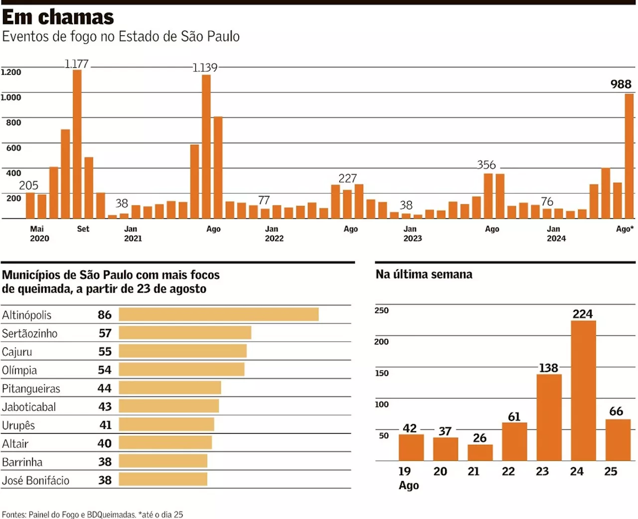 SP prende quatro por incêndios e estima perda superior a R$ 1 bi