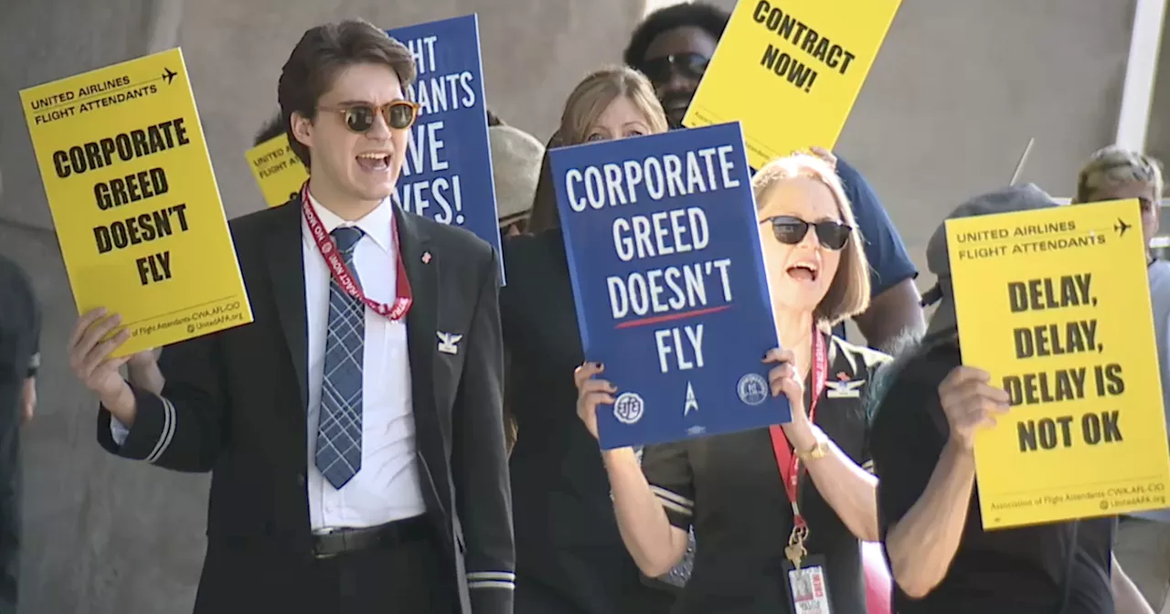 United Airlines flight attendants announce strike authorization at San Diego International Airport