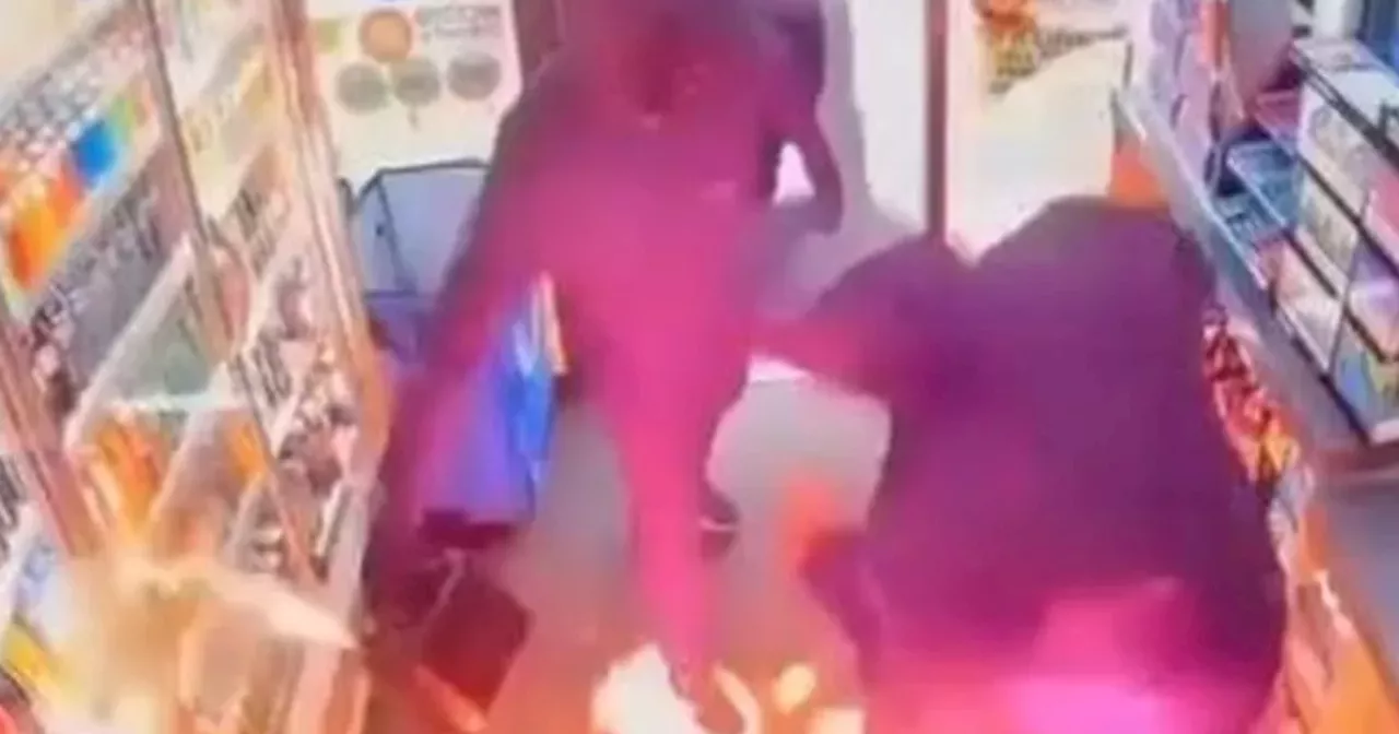 Shocking moment thugs poured petrol in shop and set it alight caught on camera