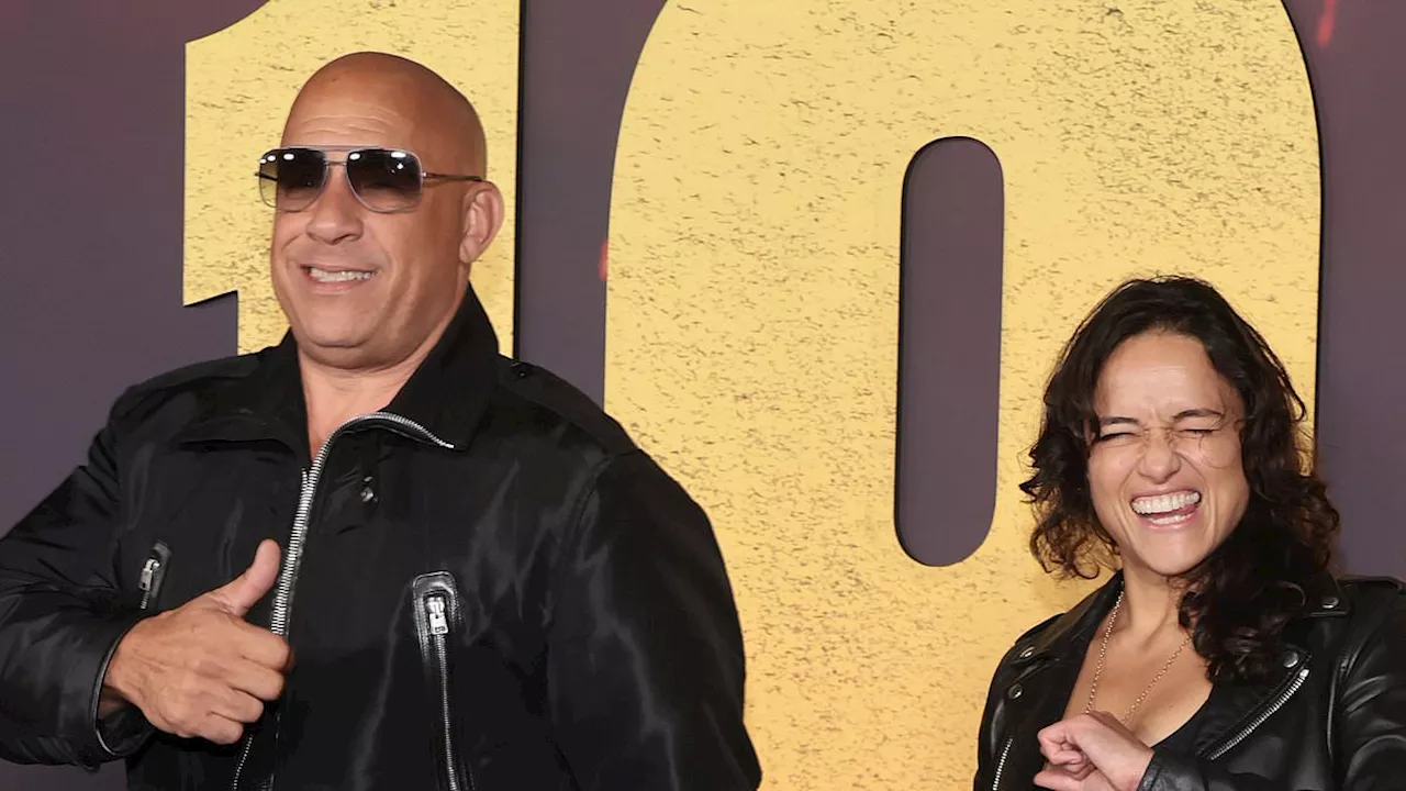 Vin Diesel and Michelle Rodriguez enjoy a Fast X reunion at the LA premiere of his last film 1992