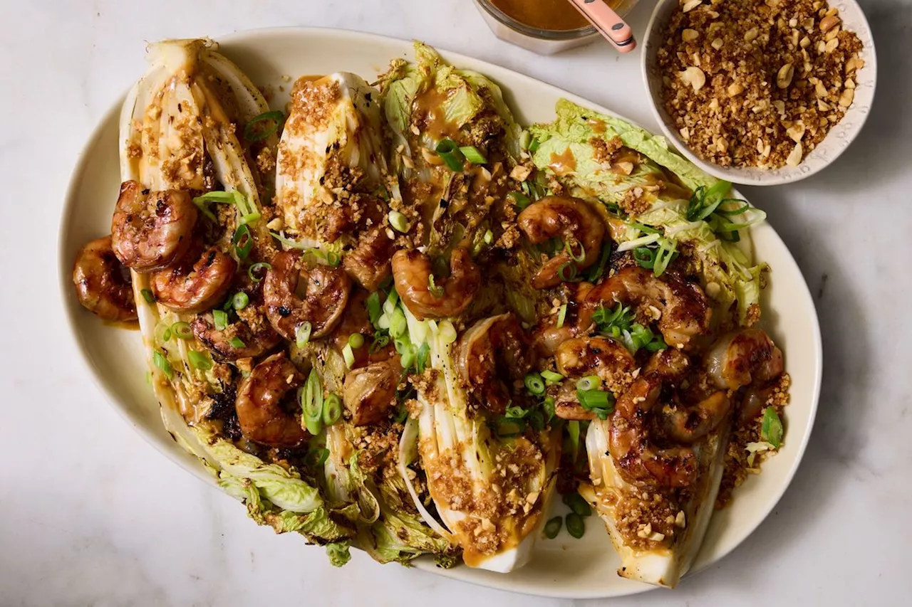 Grilled Napa Caesar with Shrimp, Peanuts & Panko Recipe on Food52