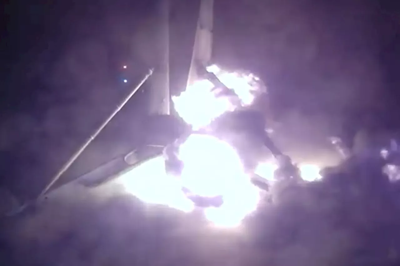 SpaceX’s Falcon 9 Rocket Catches Fire During Rare Fumbled Landing