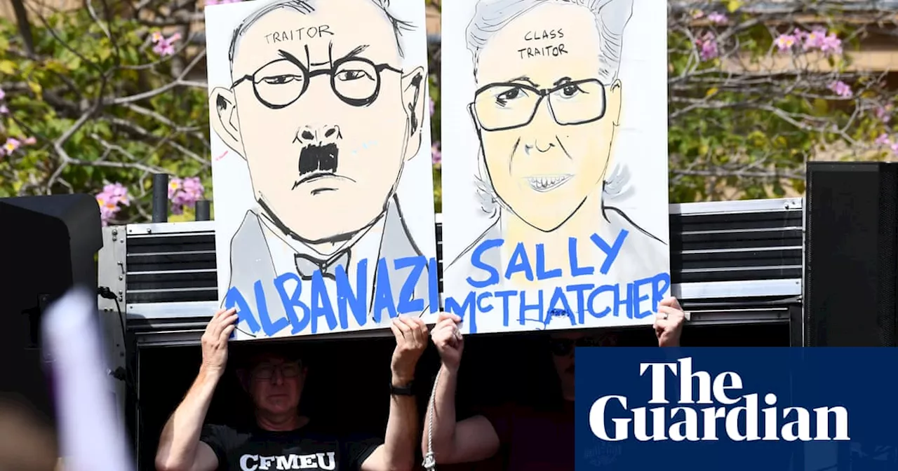 Greens senator criticised for addressing CFMEU rally featuring Albanese Nazi signs