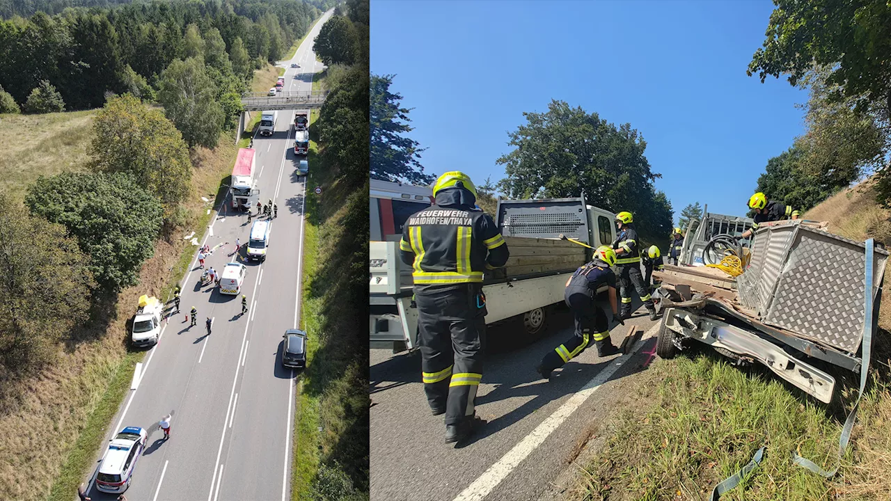 Rettungshelikopter im Einsatz - Autofahrer bei Lkw-Crash auf Landstraße schwer verletzt