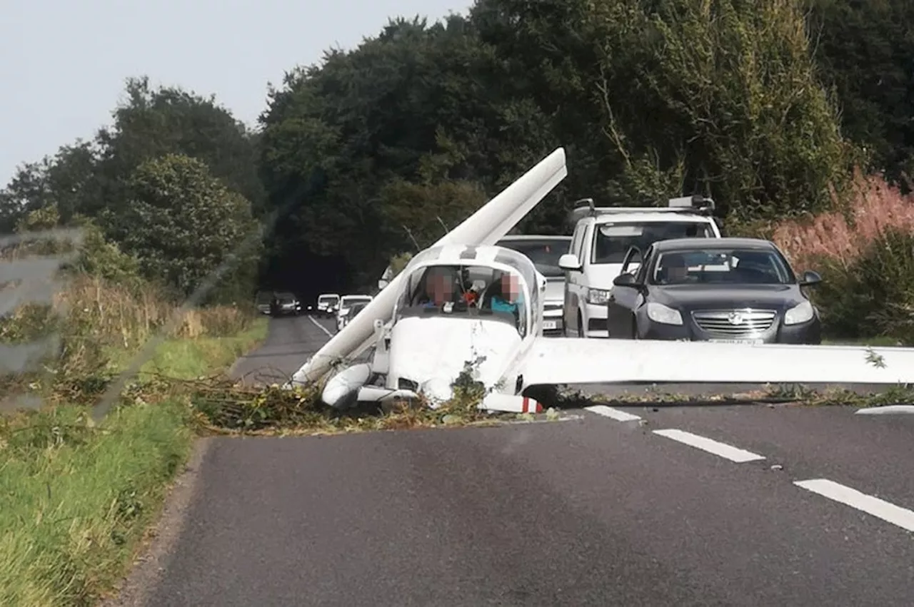 Monomotor cai em estrada na Inglaterra, mas piloto e passageiro sobrevivem