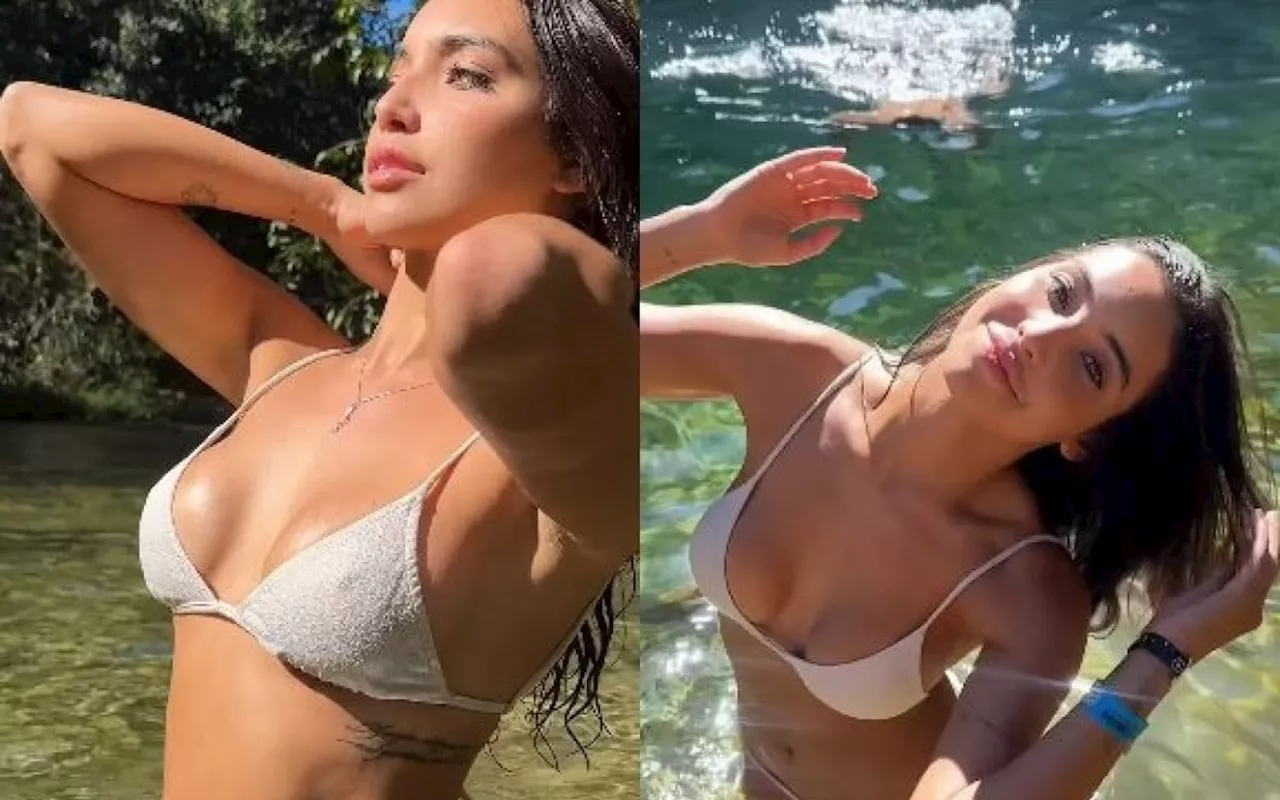 Vanessa Lopes encanta seguidores com vídeo de biquíni em cachoeira