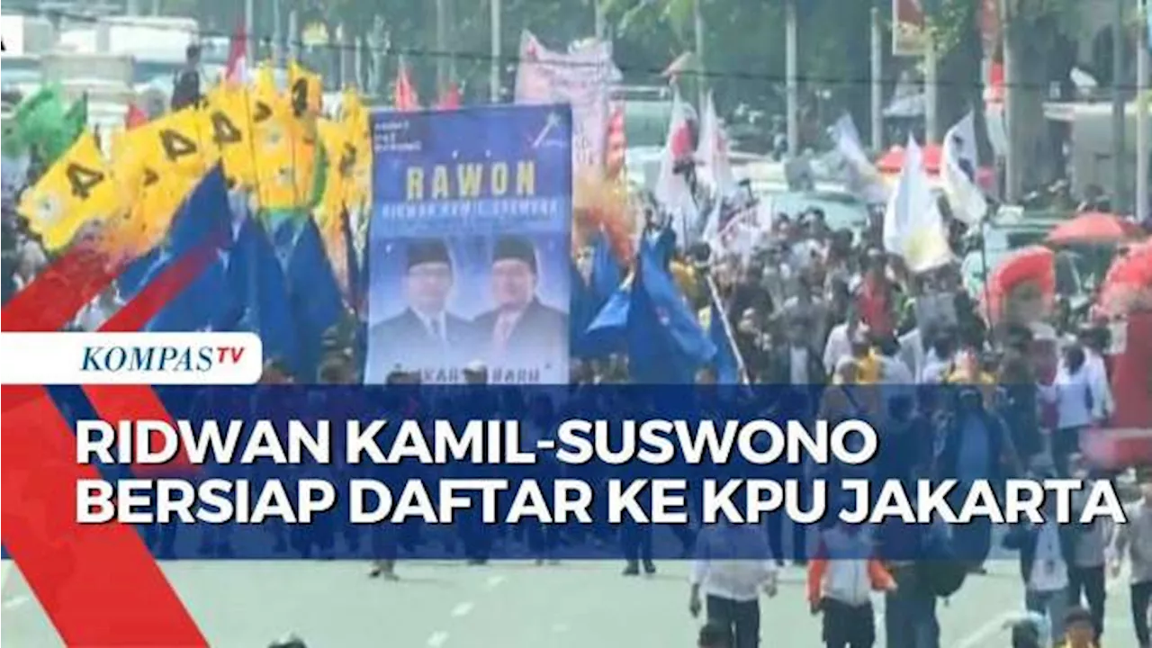 Ridwan Kamil-Suswono Bersama Pendukungnya Berjalan Kaki Menuju KPU Jakarta