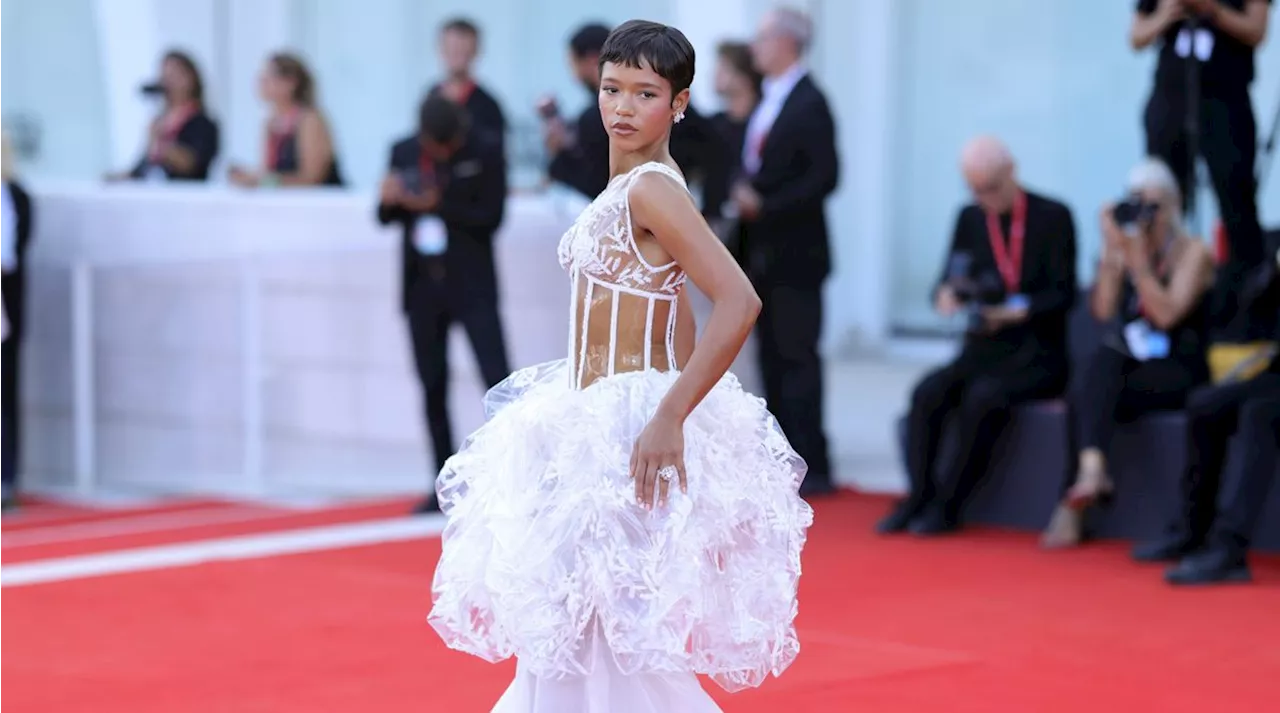 Actress Taylor Russell Stuns in Chanel Haute Couture During Venice Film Festival