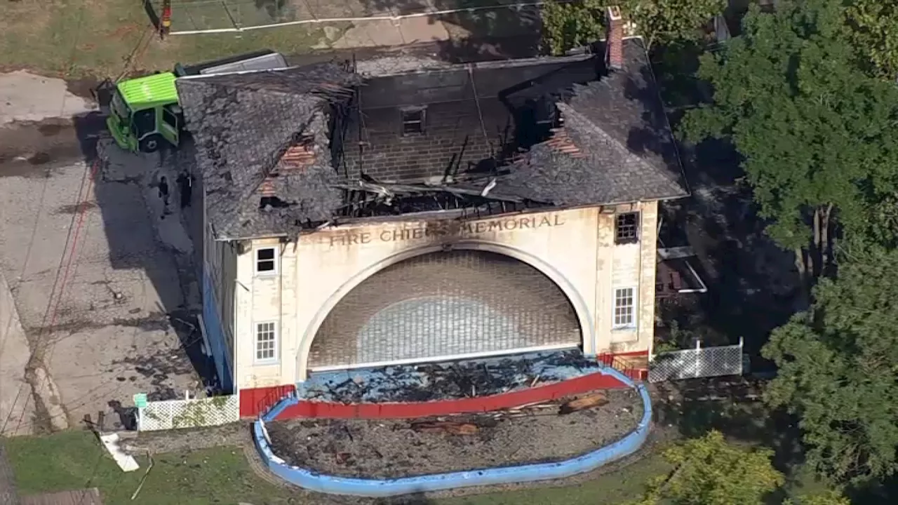 Fire damages Fire Chief's Memorial Bandshell at Elmwood Park in Norristown