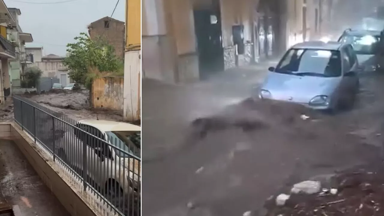 Frana di fango e detriti nel Casertano, fiume di acqua inonda le strade: dispersi madre e figlio