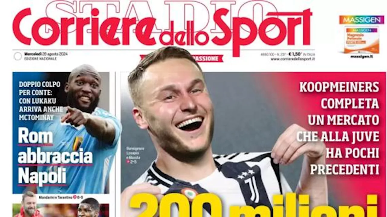 La prima pagina del Corriere dello Sport titola stamani: '200 milioni su Motta'