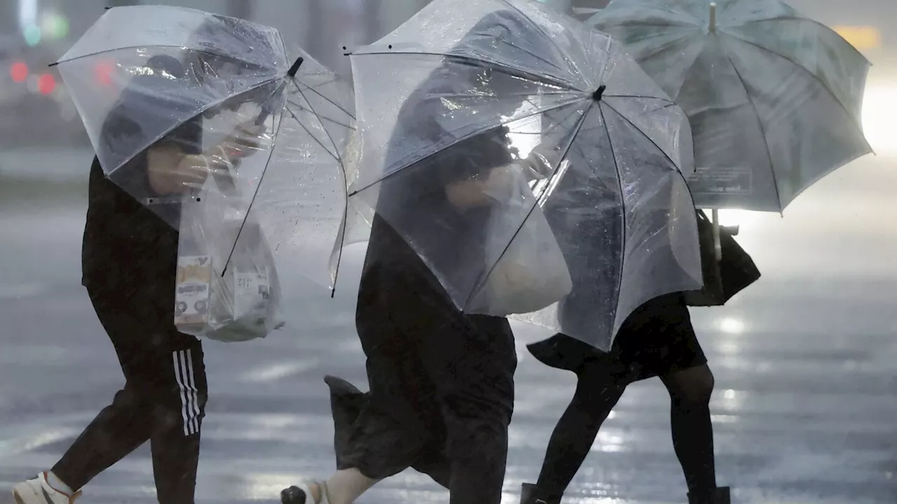 Typhoon lashes Japan with torrential rain and strong winds on a slow crawl north