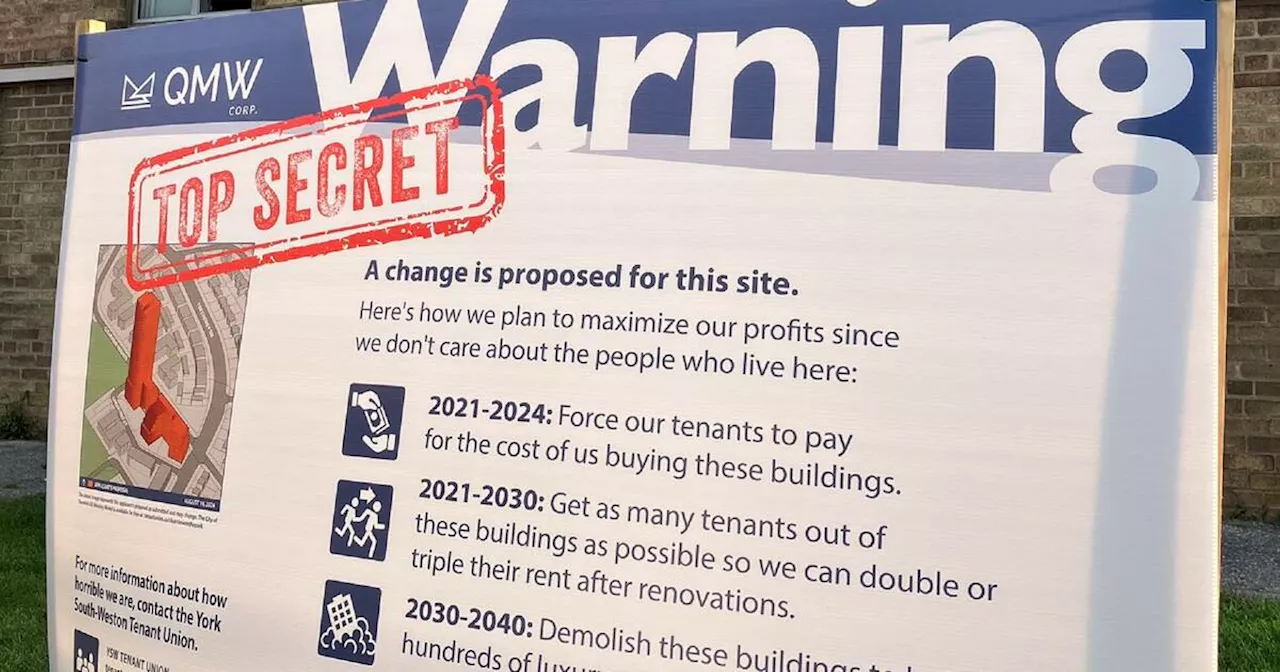 Landlord fires back after Toronto tenants place fake development sign outside