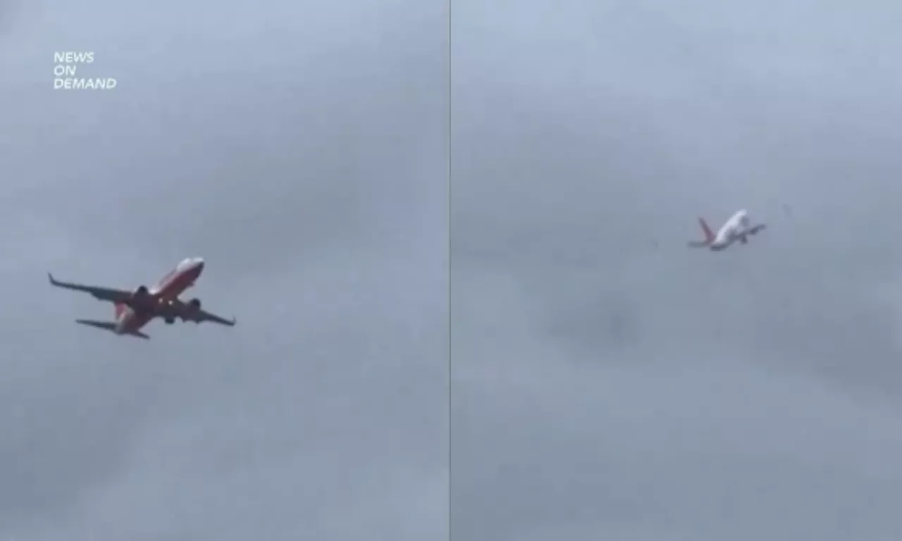 Avión tuvo que abortar su aterrizaje por fuertes vientos: impresionante video