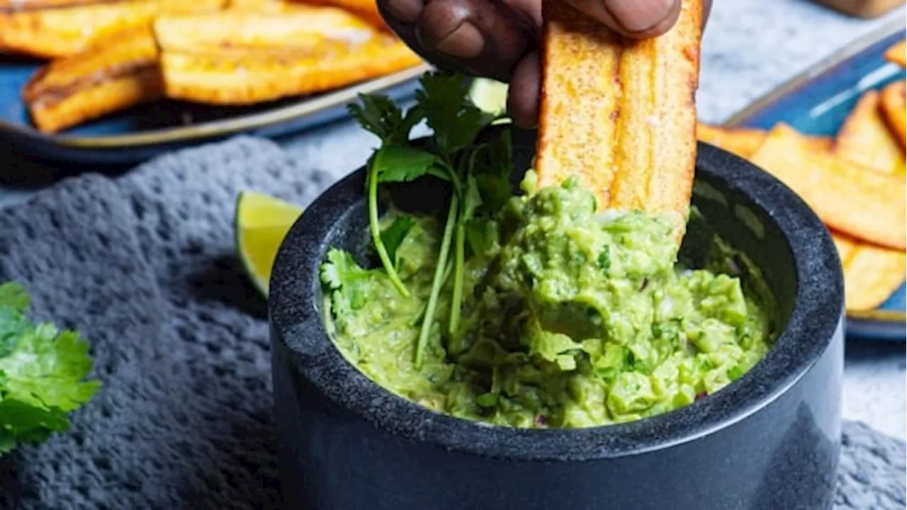 Fried plantain chips and guacamole are a match made in snack heaven