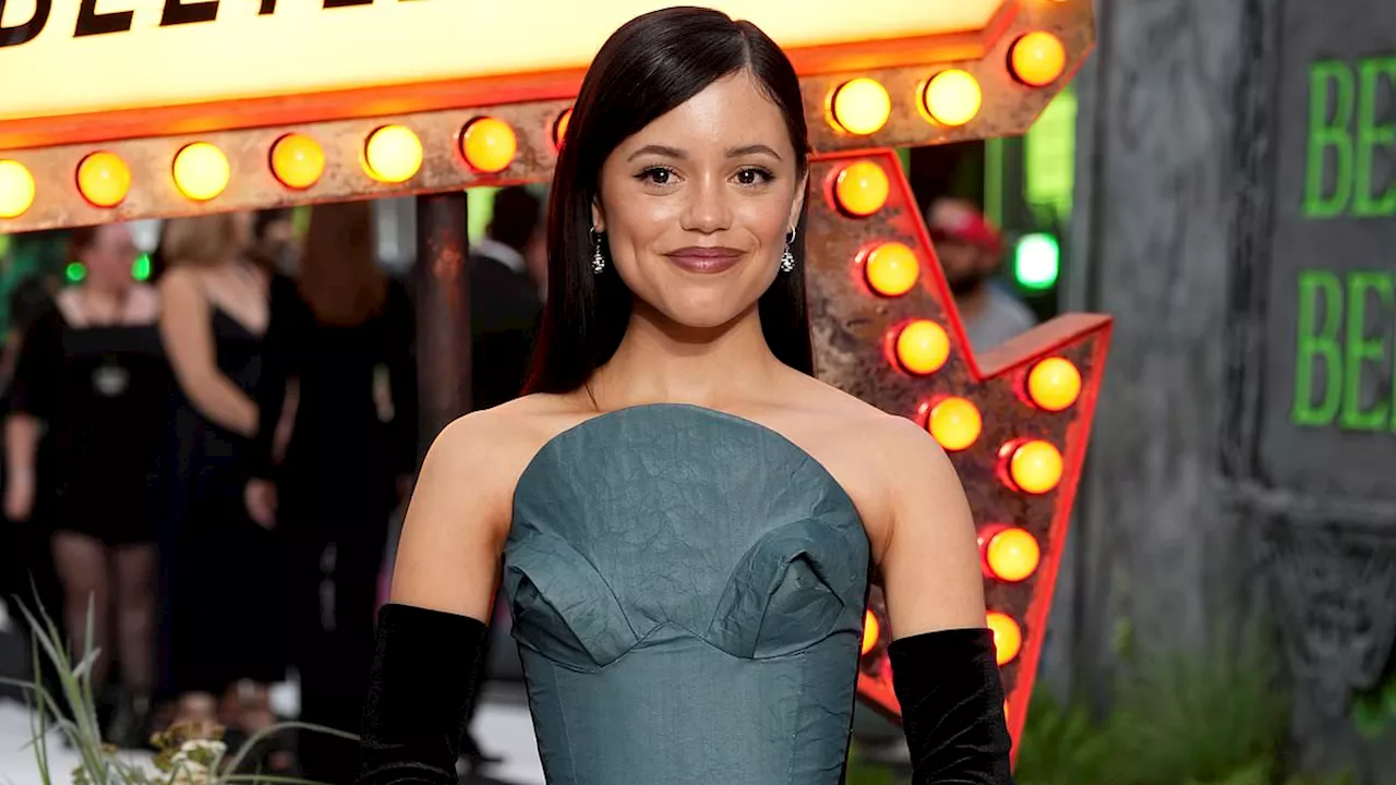 Jenna Ortega looks incredible in a striking grey and black co-ord as she joins glamorous co-stars...