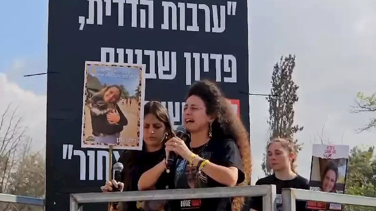 Harrowing moment families of Israeli hostages call for release