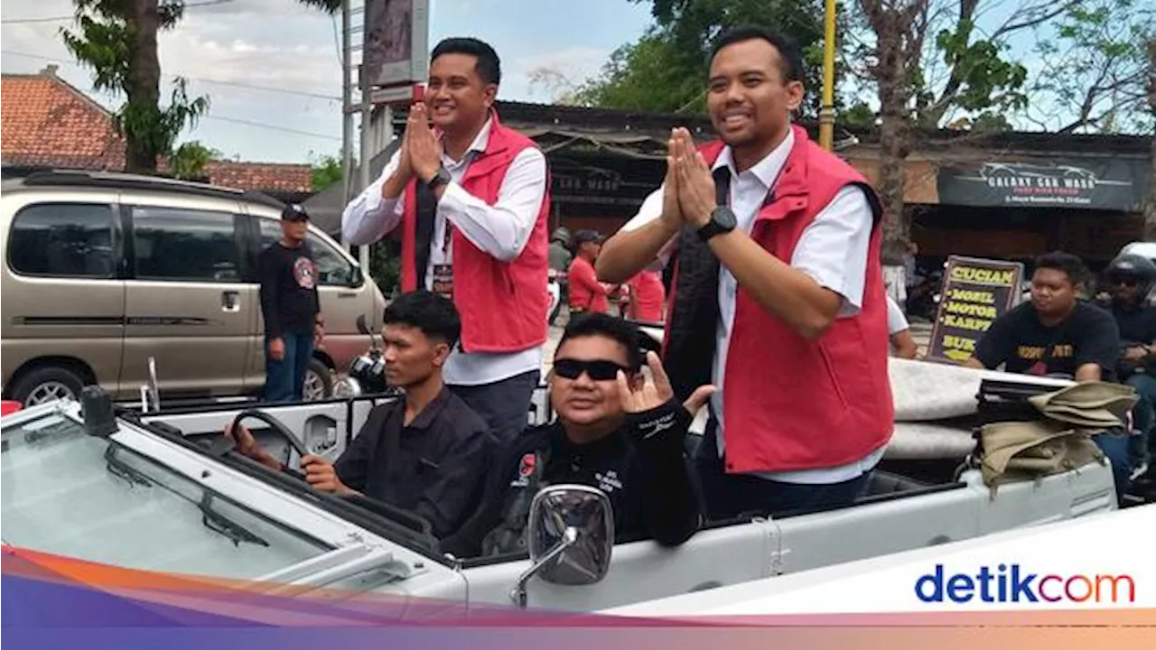 Paslon Hamenang-Benny Daftar Pilkada Klaten Naik VW Putih Diantar Sri Mulyani