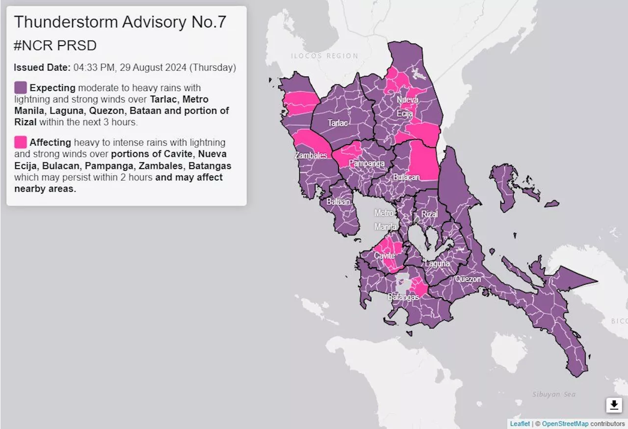 Heavy rains expected over Metro Manila, 5 Luzon provinces