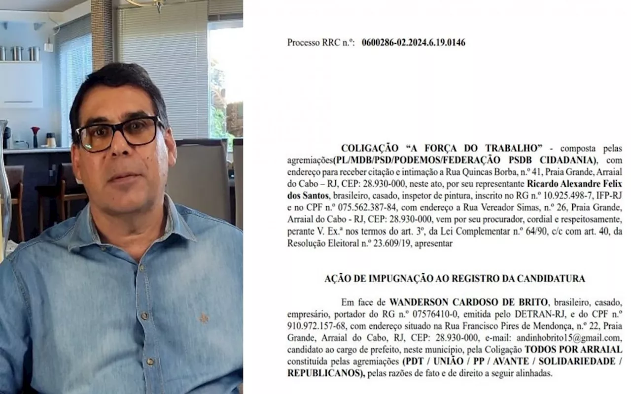 Marcelo Magno pede impugnação de candidatura de Andinho em Arraial do Cabo