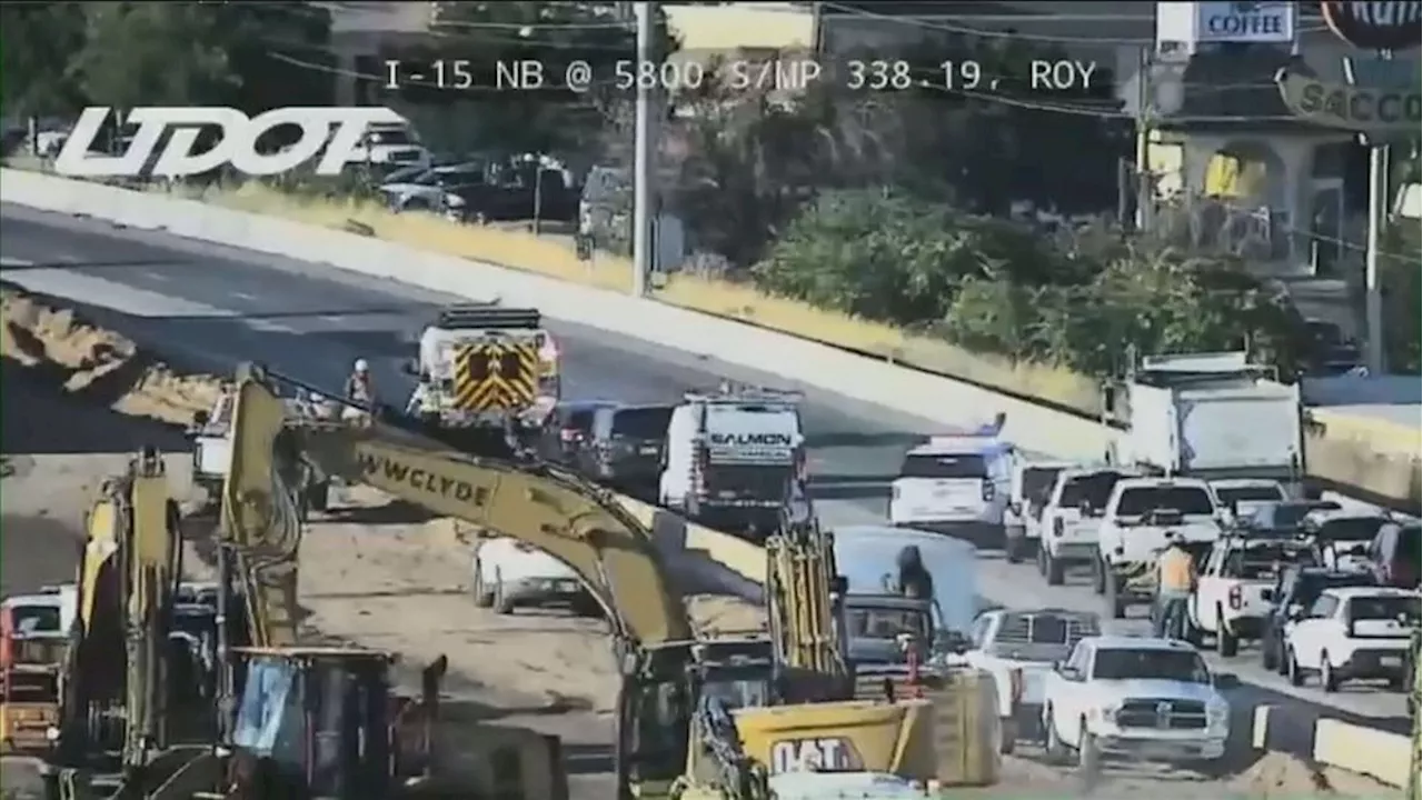 Construction equipment causes crashes after spilling into traffic on I-15 near Roy