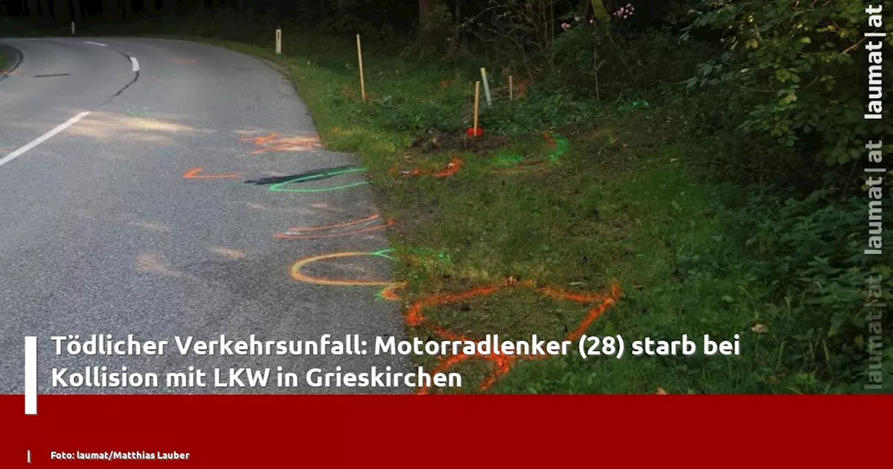 Tödlicher Verkehrsunfall: Motorradlenker (28) starb bei Kollision mit LKW in Grieskirchen