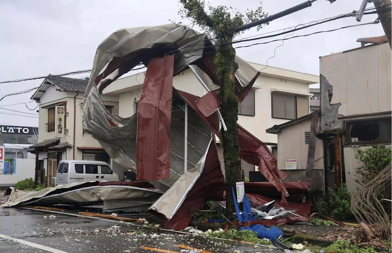 Strong storm lashes Japan with torrential rains and strong winds on its slow crawl northeast