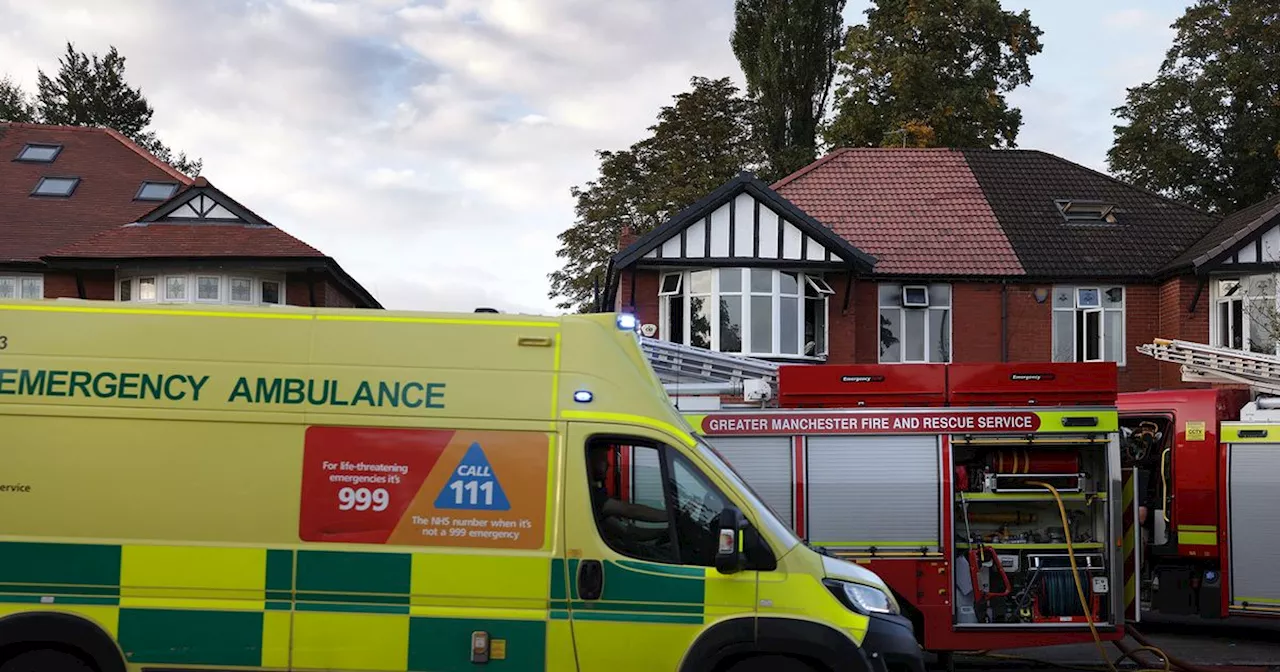 Man and woman treated after house erupts into flames in south Manchester