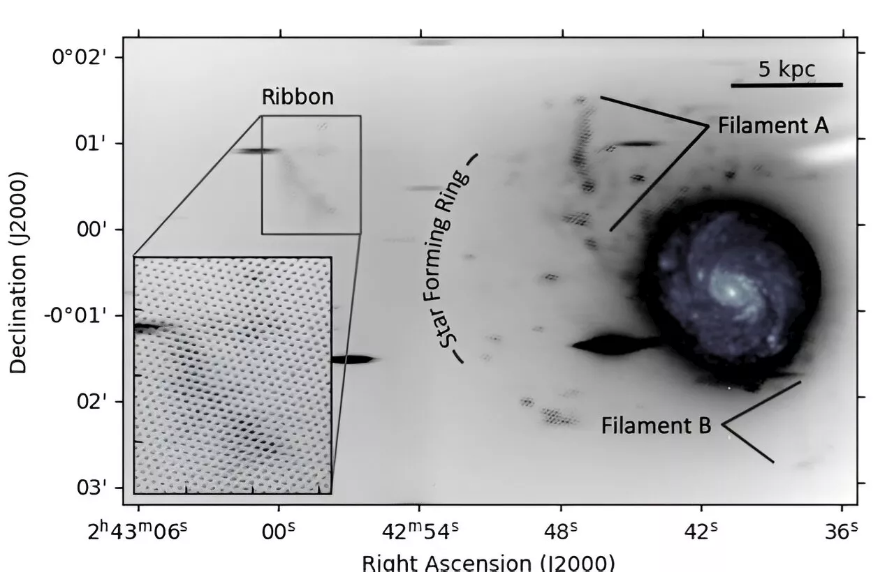 Astronomers detect extended ionized gas around Messier 77