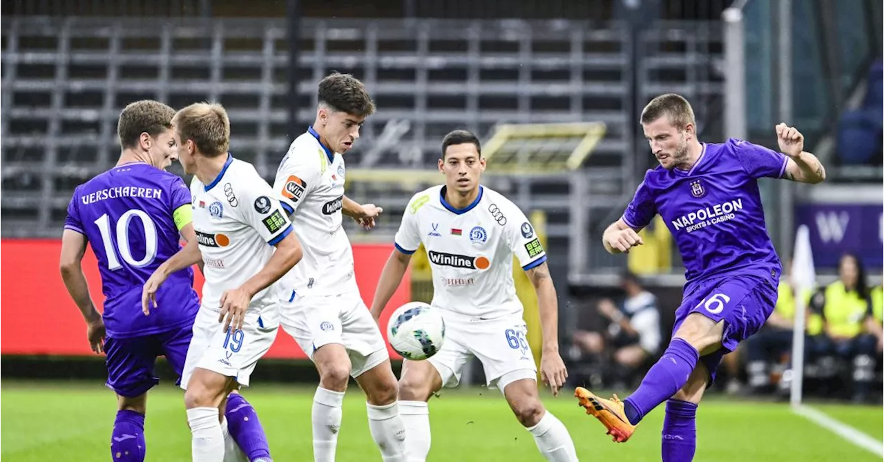 Anderlecht-Dinamo Minsk : Anders Dreyer frappe la barre transversale et manque d’ouvrir le score (direct, 0-0)