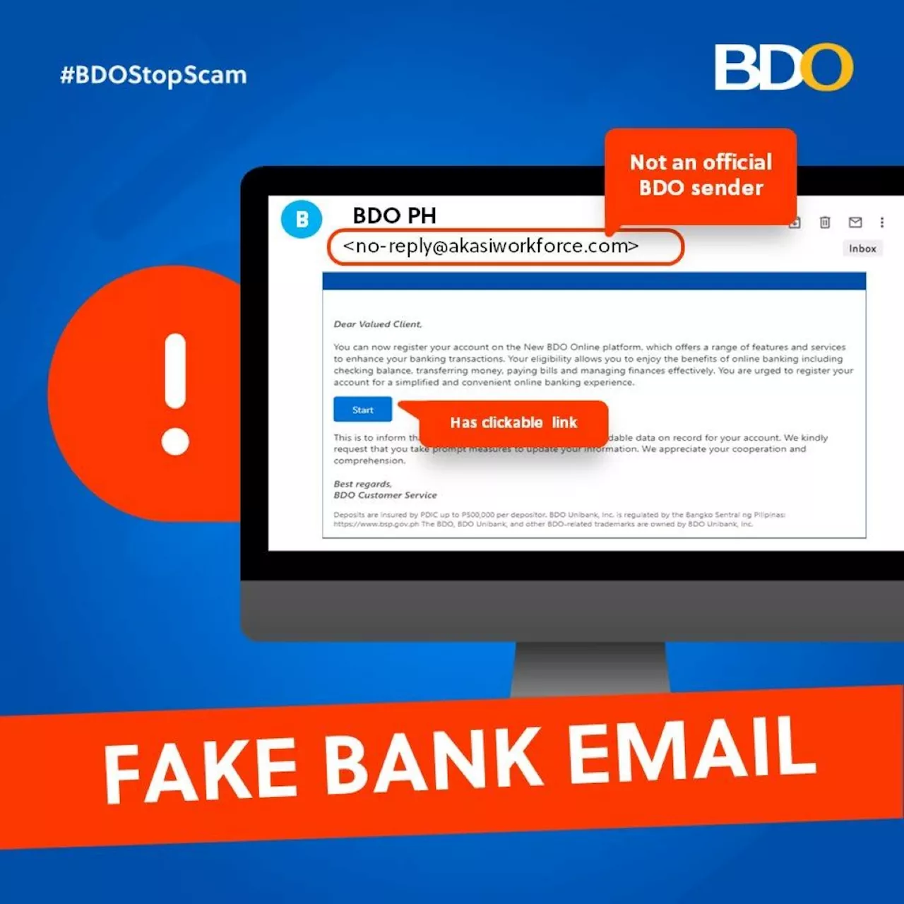 Beware of scammers taking advantage of the migration to the new BDO Online app