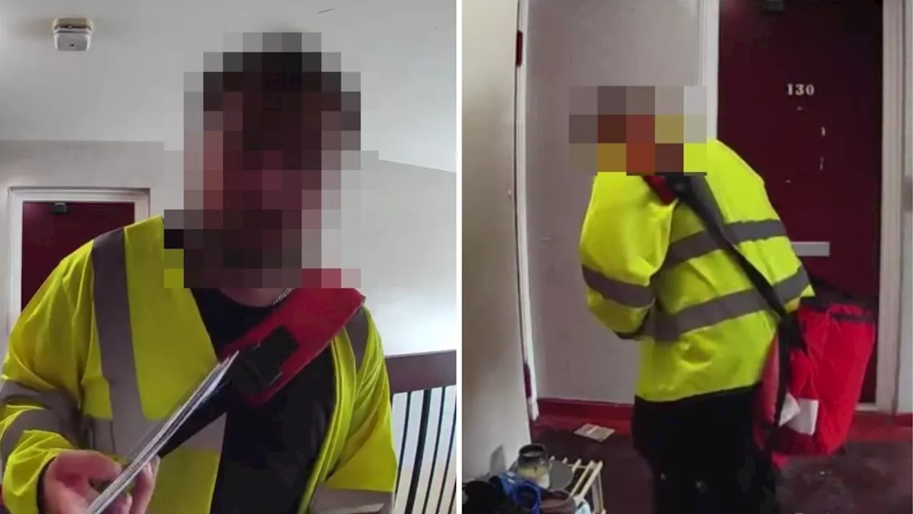 Creepy moment Scots postman caught ‘sniffing shoe’ on Ring doorbell leaving mum horrified...