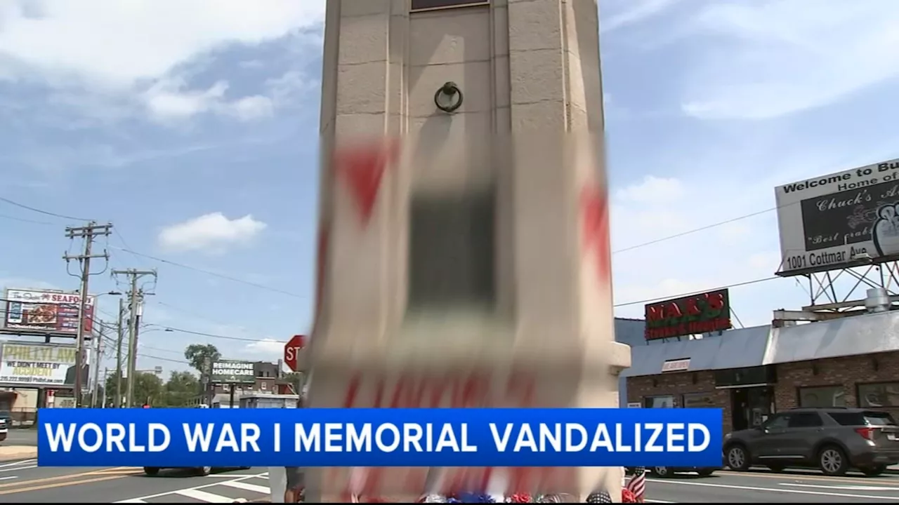 Suspect sought after World War I memorial in Philadelphia vandalized