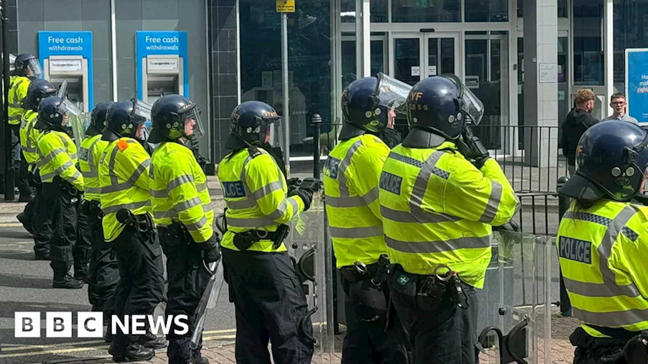 Police disperse Stoke-on-Trent protesters after missiles hurled