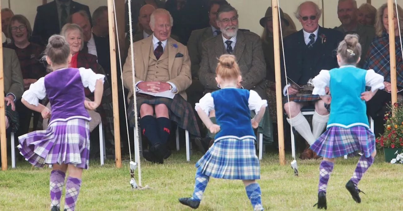 Young dancers entertain King Charles as he visits Highland Games in Caithness