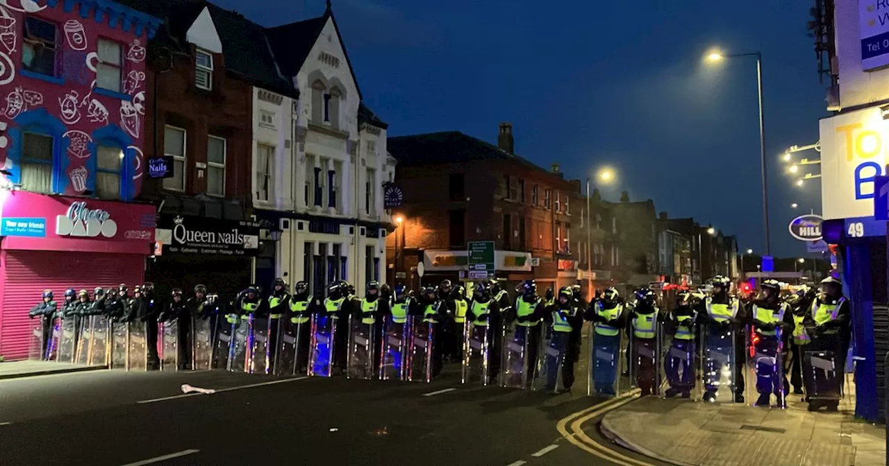 Police close County Road and large parts of Liverpool city centre as disorder goes on into evening