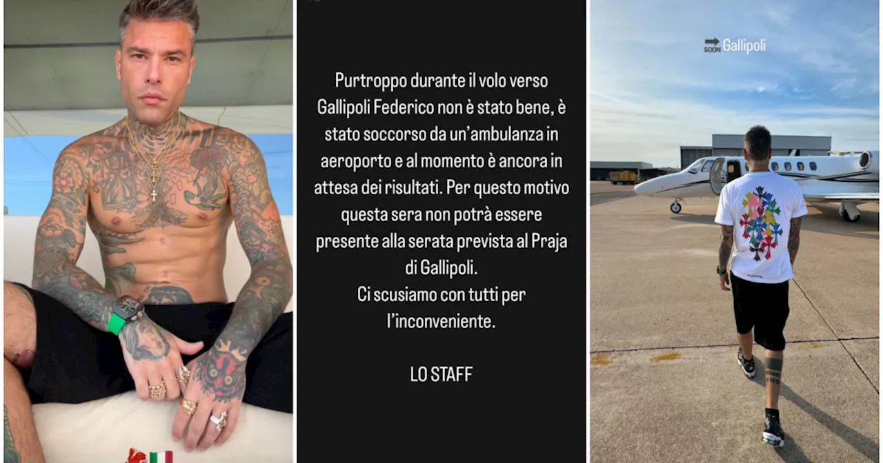 Fedez ricoverato d’urgenza all’Ospedale: “Non è stato bene durante il volo per Gallipoli, è…