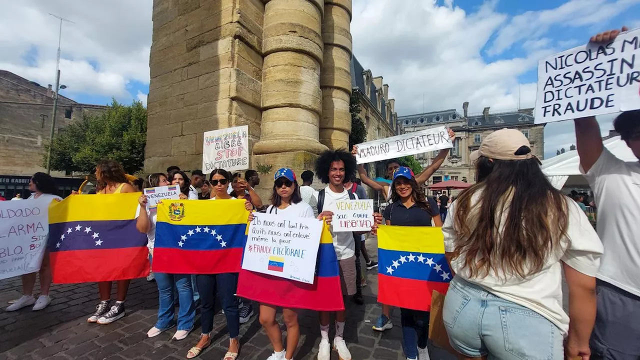 « Stop dictature » : une cinquantaine de manifestants protestent à Bordeaux contre les résultats des élections présidentielles au Venezuela