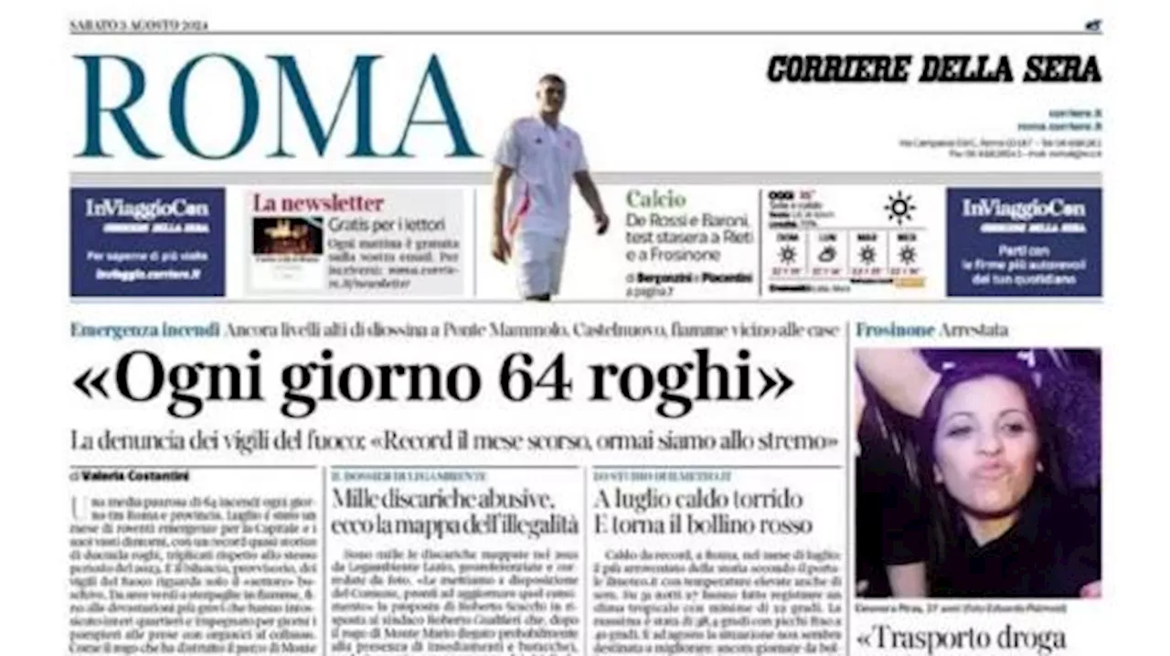 Il Corriere di Roma sulle amichevoli delle romane: 'De Rossi e Baroni, test a Rieti e a Frosinone'