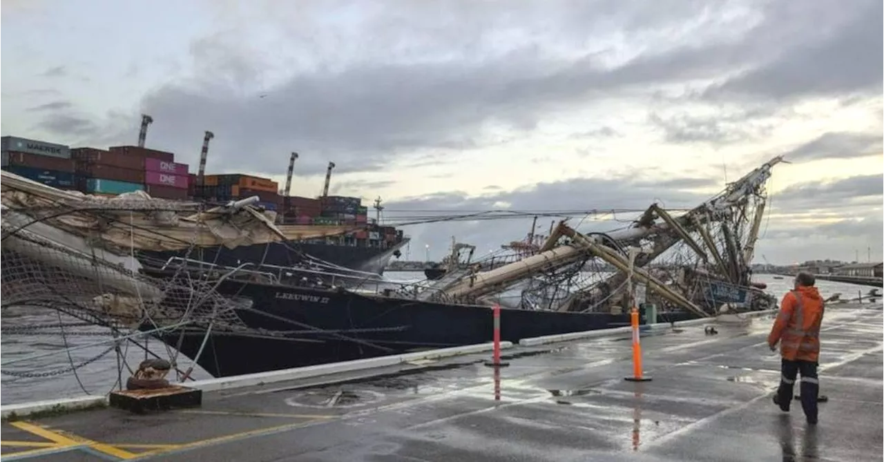 Container ship smashes iconic sailing ship in Perth port