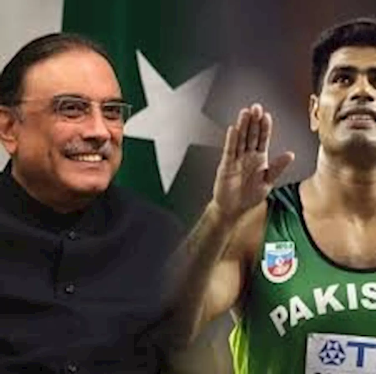 President Zardari honours Olympic hero Arshad Nadeem with Hilal-i-Imtiaz.