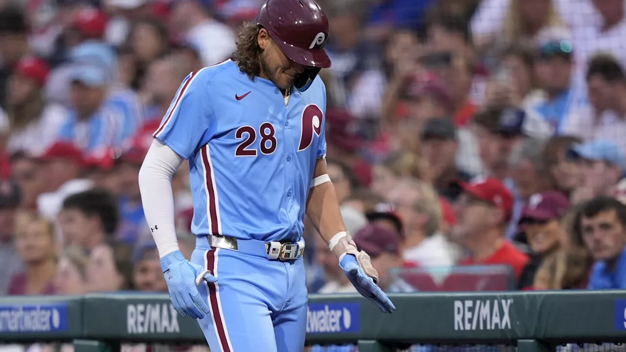 Phillies All-Star third baseman Alec Bohm sits out with hand injury against Braves