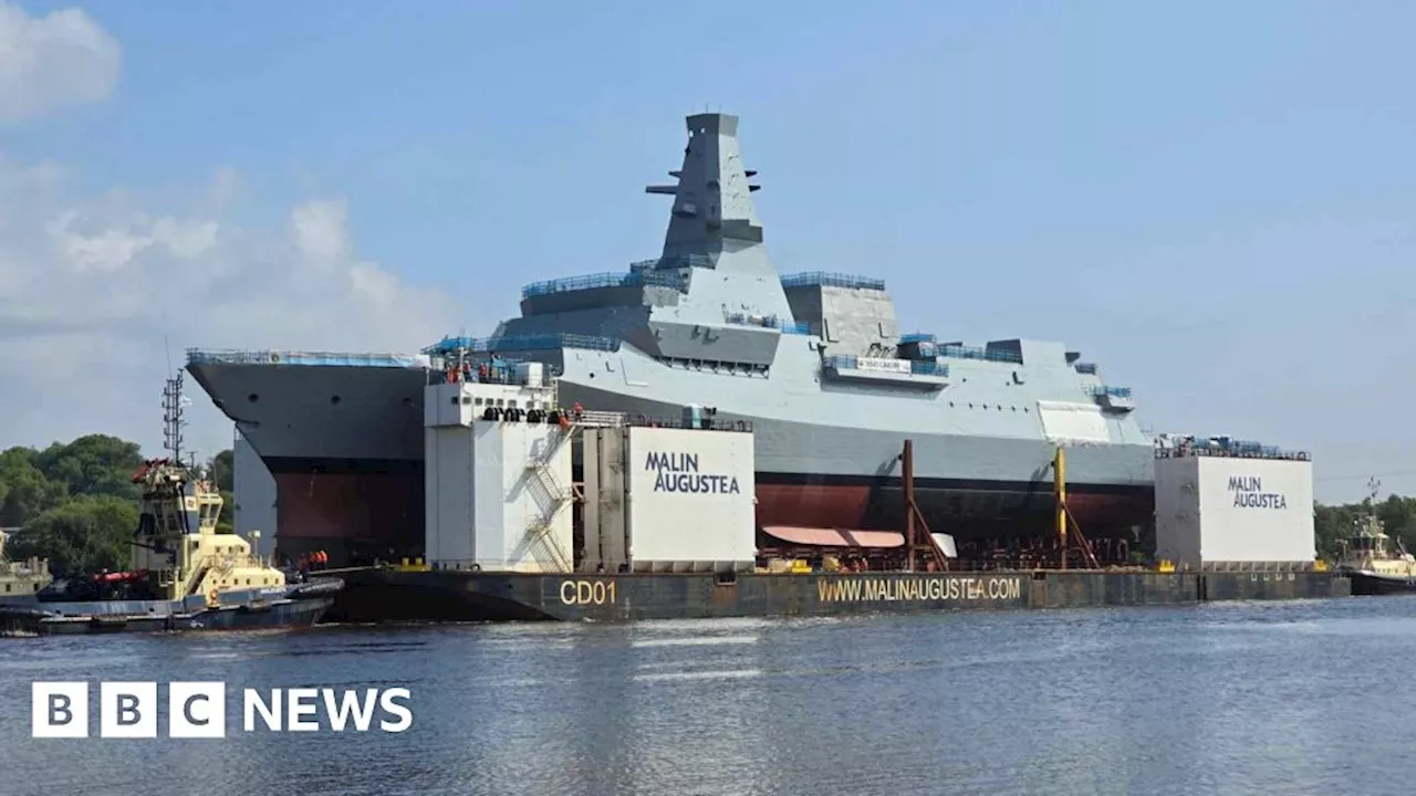 New Navy frigate HMS Cardiff makes first journey on giant barge