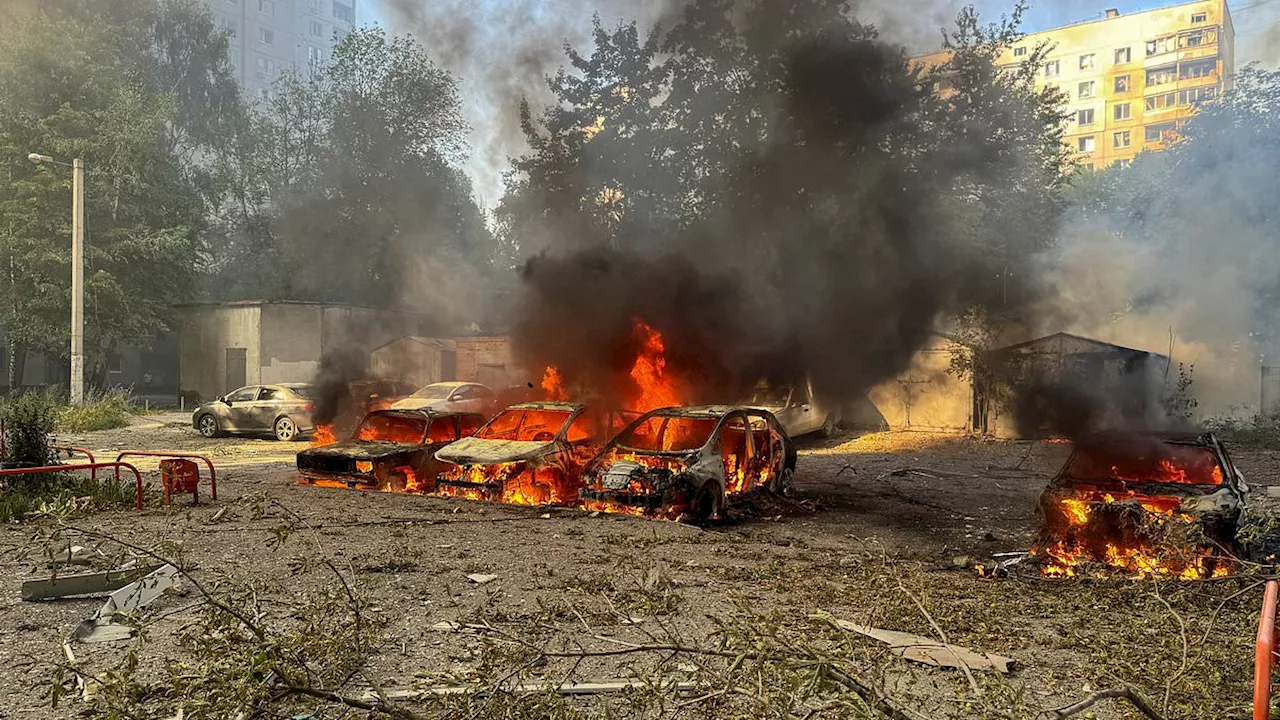 Tower block inferno in Ukraine as Russian missile slams into high-rise