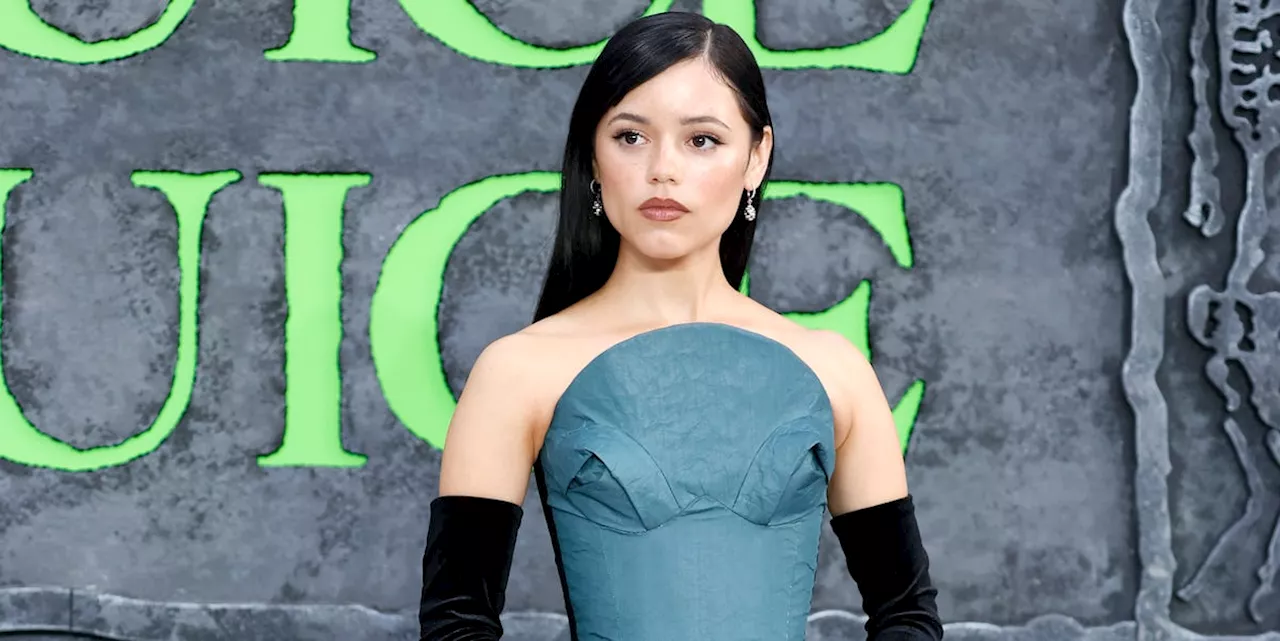 Jenna Ortega Makes Teal Her Go-to Color With Her Latest Beetlejuice Press Look