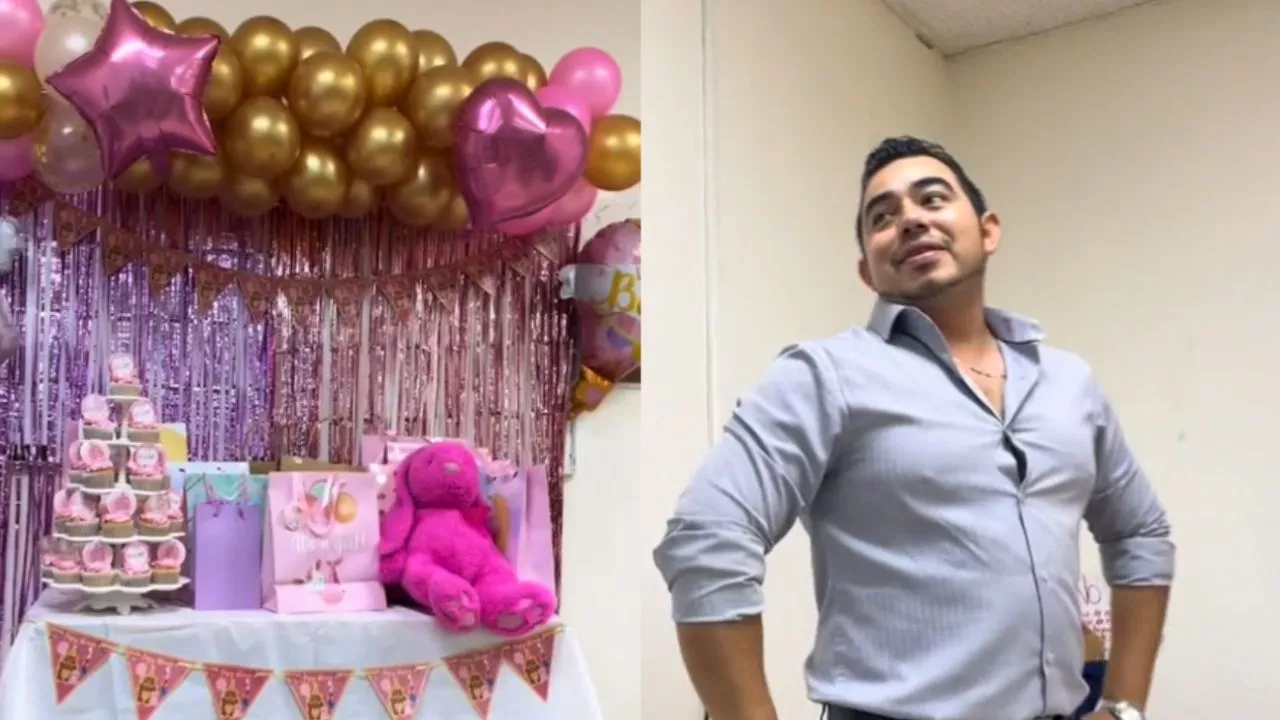 ¡Intenta no llorar! Alumnos sorprenden a su maestro con un baby shower y lo llenan de regalos para su bebé: VIDEO