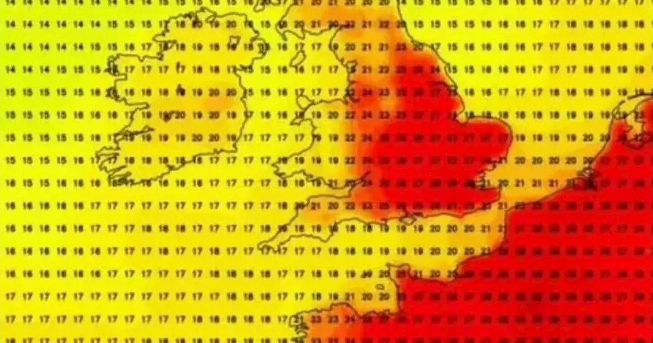 Exact date weather map turns red as UK to sizzle in 33C Iberian heatwave