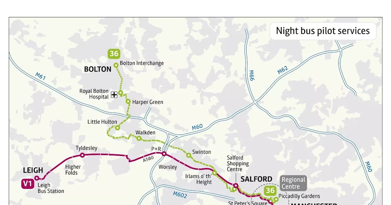 Greater Manchester's first night buses will launch on two routes this weekend