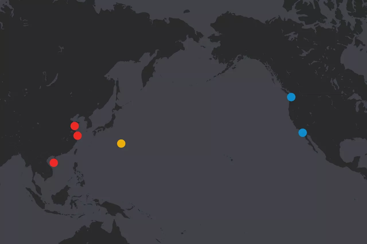 Map Shows US and China's Aircraft Carriers in Pacific This Week